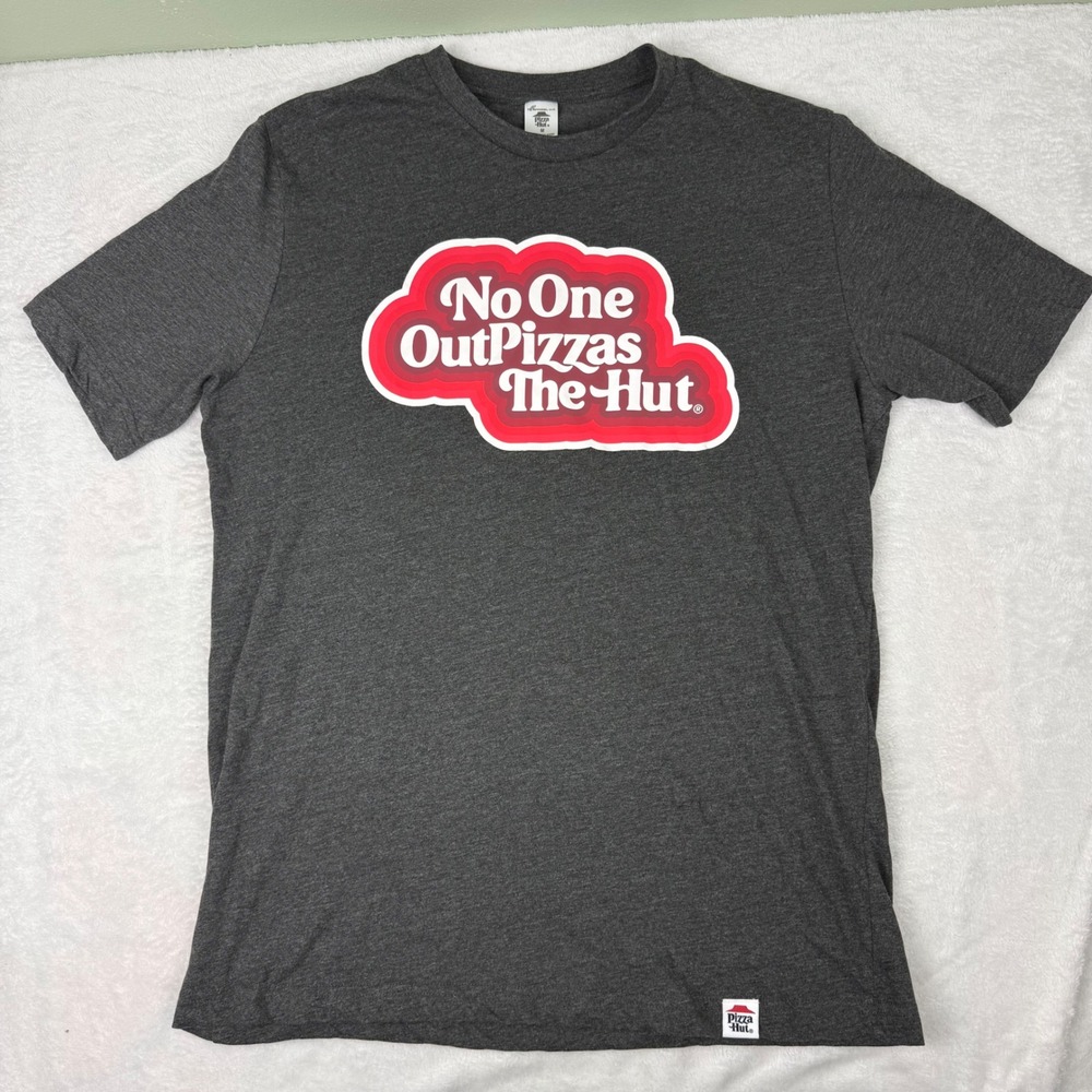 Pizza Hut No One OutPizzas The Hut‎ Graphic T-Shirt Mens Medium Gray employee - Picture 4 of 7
